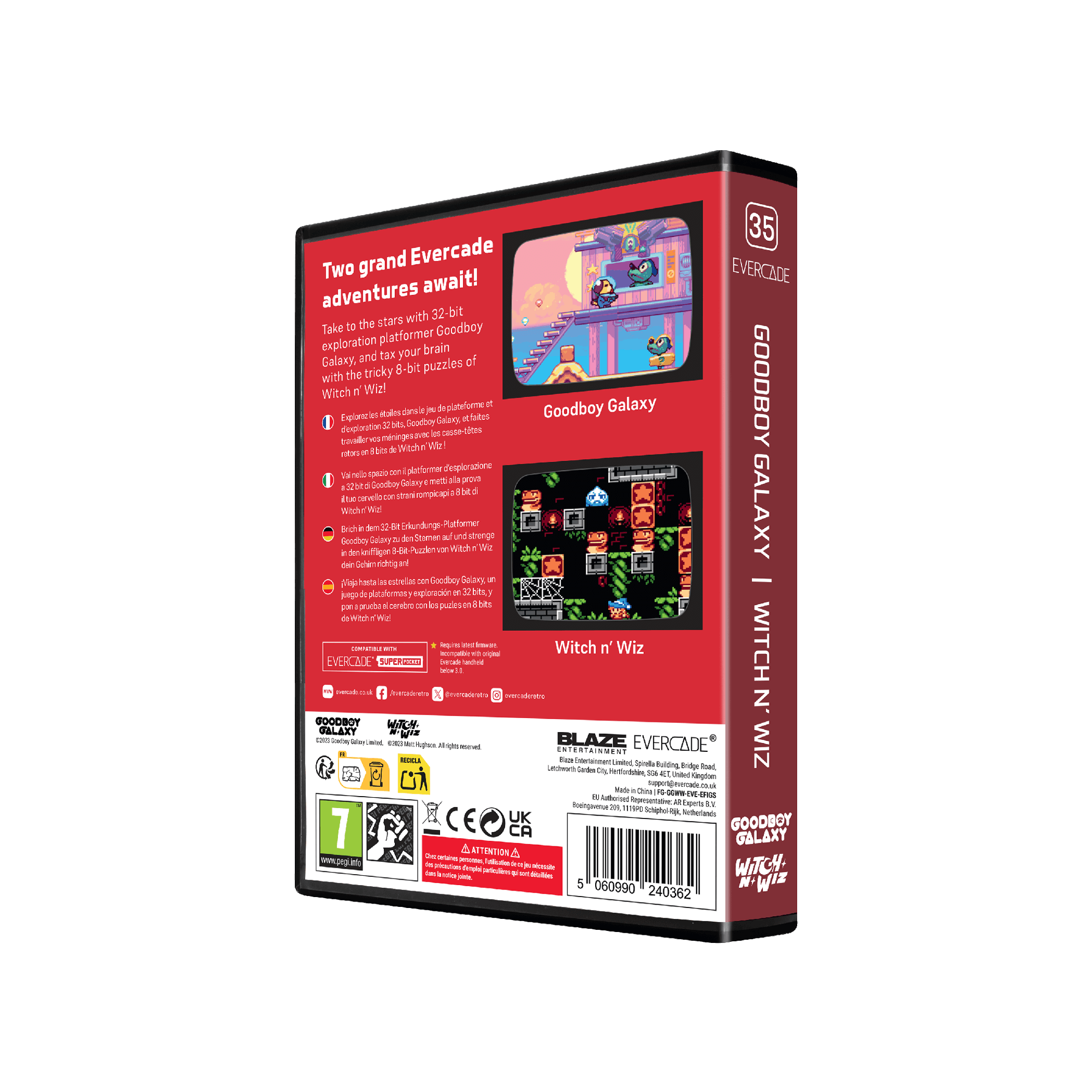 Evercade Cartridge #35 - Goodboy Galaxy/Witch 'n' Wiz Dual Cart