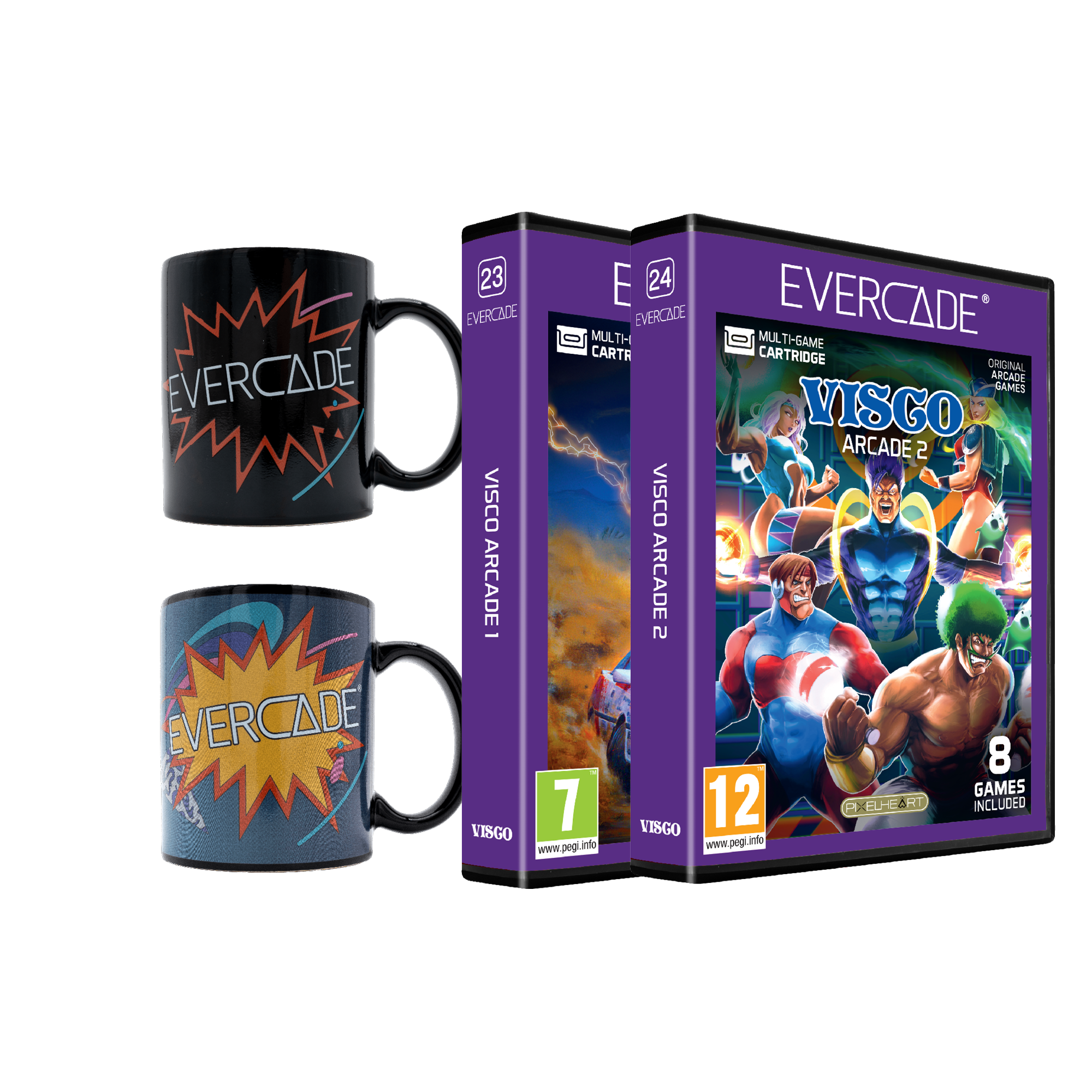 Evercade Bundle: #23 Visco Arcade 1 + #24 Visco Arcade 2 + Retro POP Mug