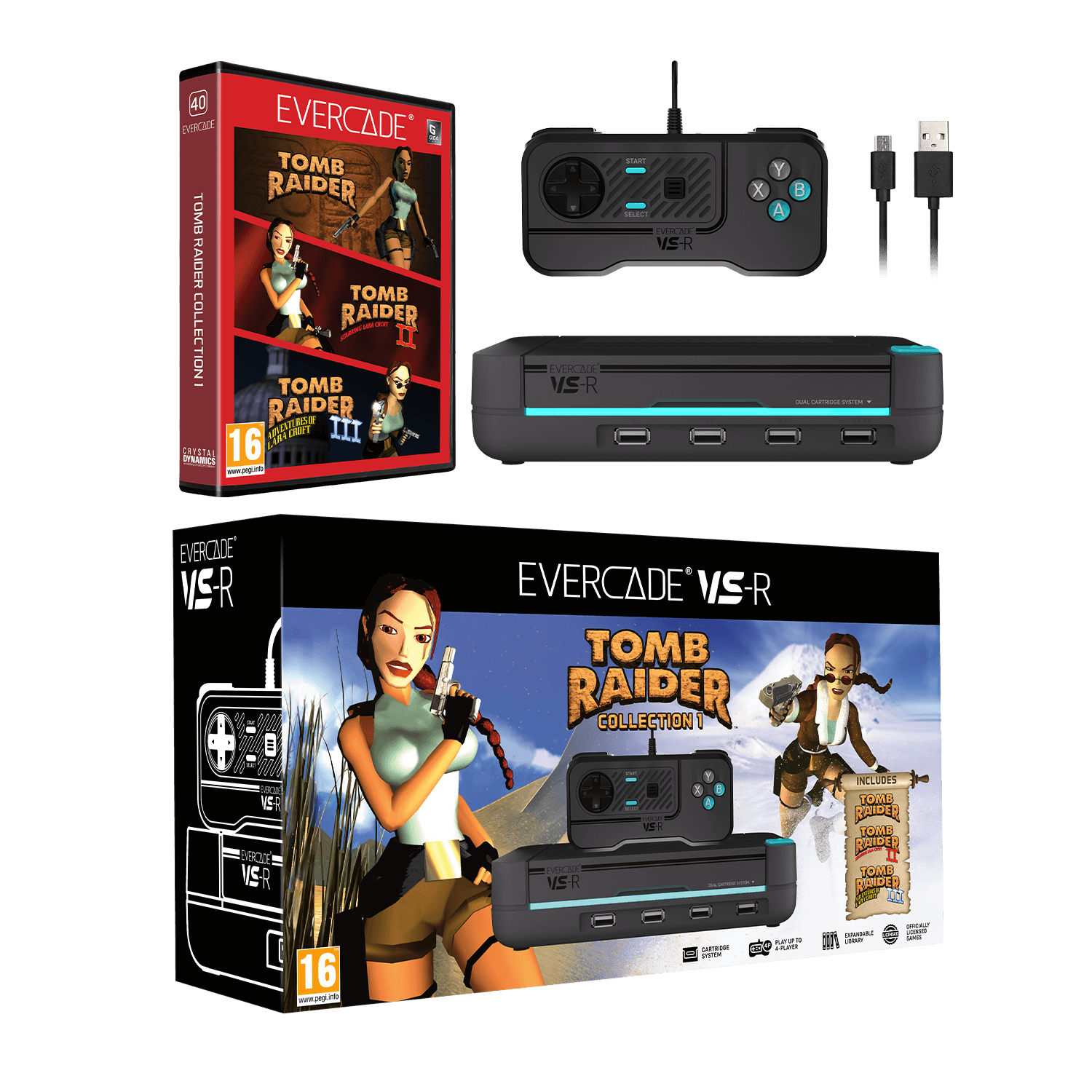 Evercade VS-R Tomb Raider Collection Edition with Controller – Charcoal Grey