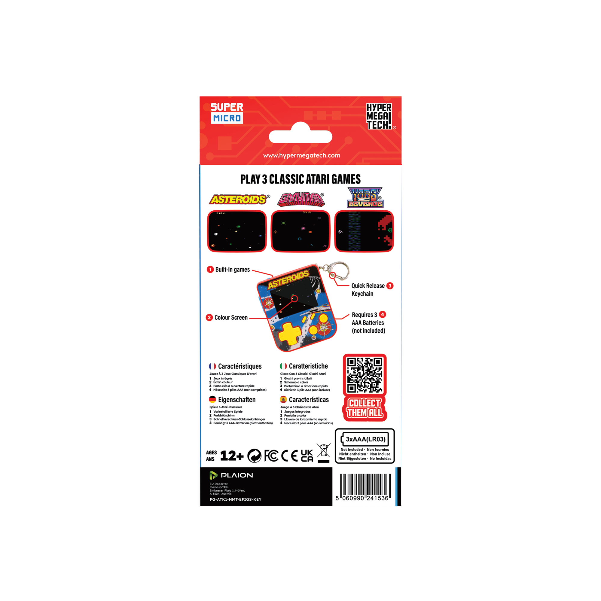 Super Micro Atari Retro Playable Gaming Keychain – Asteroids, Gravitar & Yars Revenge