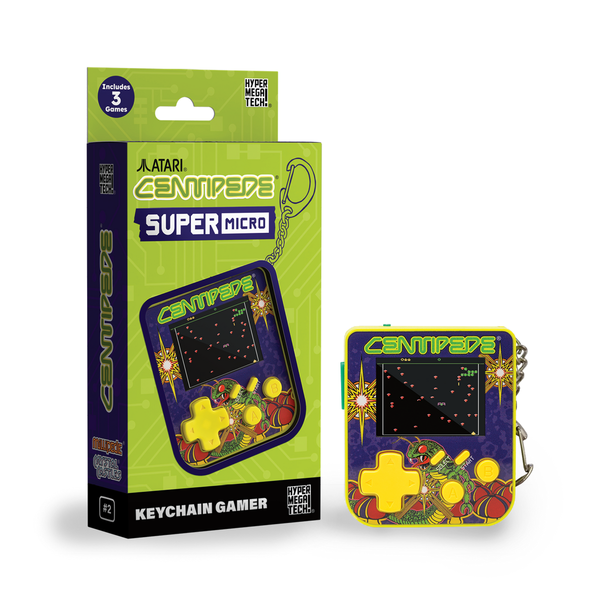 Super Micro Atari Retro Playable Gaming Keychain – Centipede, Milliped
