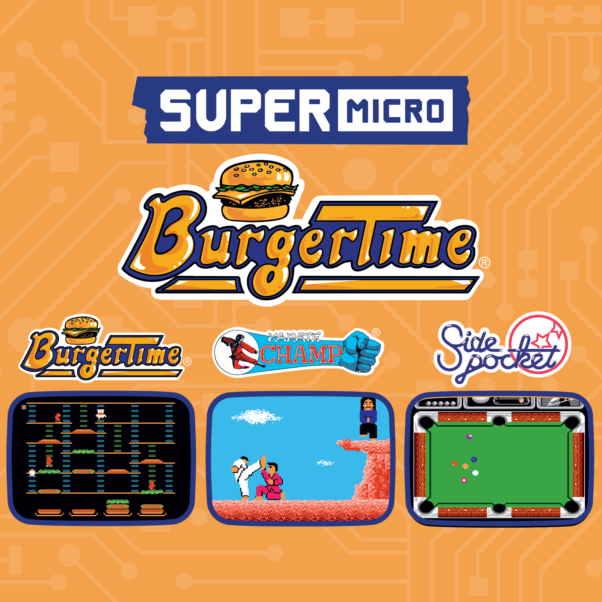 Super Micro Data East Retro Playable Gaming Keychain – BurgerTime, Karate Champ & Side Pocket