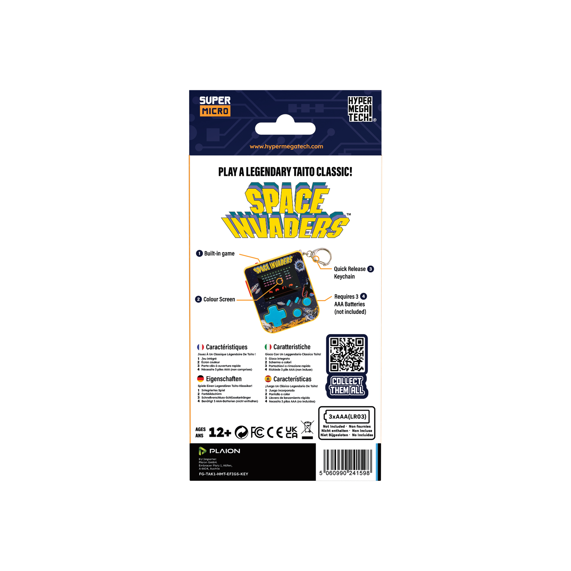 Super Micro Retro Playable Gaming Keychain - Space Invaders